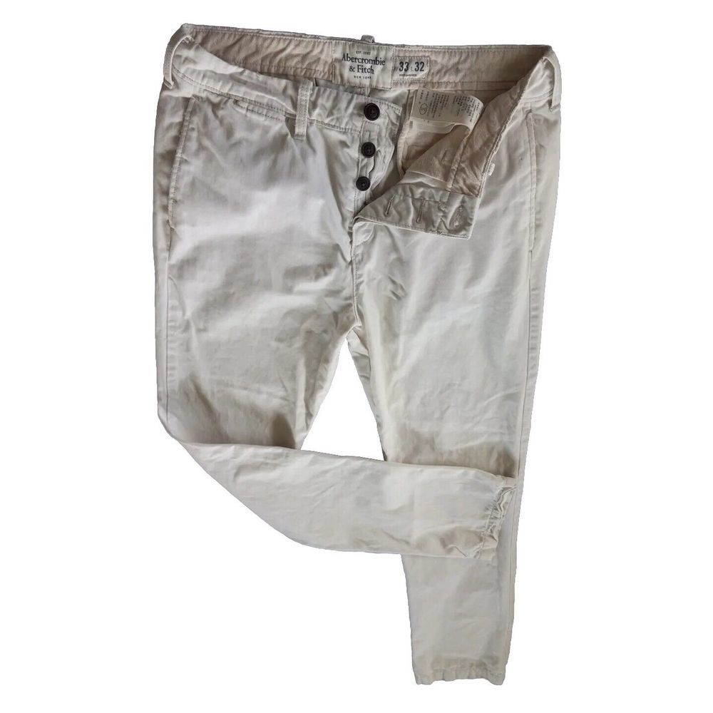 Abercrombie & Fitch New York Men's Blend Denim Jeans 33x32‎ Beige Cotton